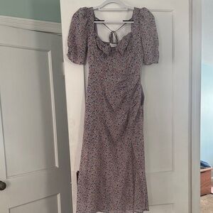 Astr Floral Long Sleeve Dress in Purple and Pink